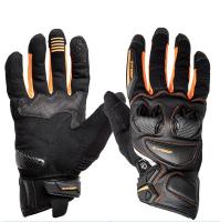Sweep Перчатки кожаные+текстиль Hammer Black/Orange в Челябинске